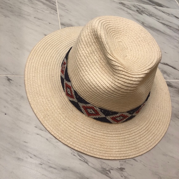 Olive & Pique White Straw Paper Beaded Hat - Picture 9 of 11